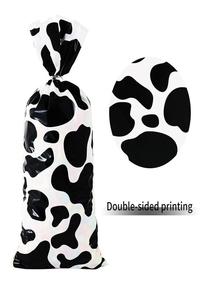 Lecferrarc 100 Pcs Cow Print Treat Bags Cow Cellophane Candy Bags Farm Animal Party Favors with Twist Ties for Birthday Party Supplies - Image 3